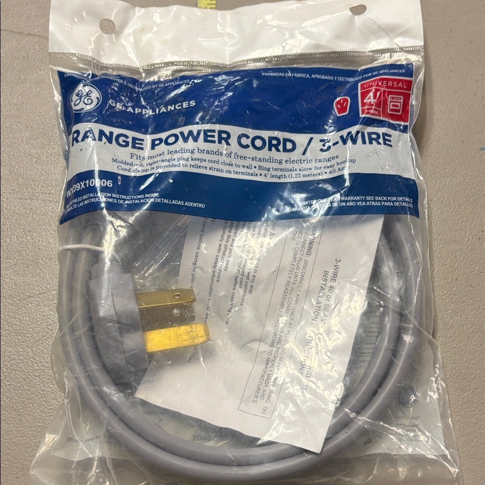 GE Range Power Cord 3-Wire